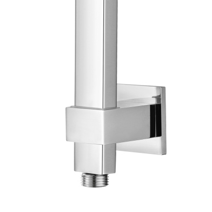 Bathroom Square Twin Rail Shower Body Sliding Rail Gooseneck Wall Arm Diverter 1.5m Shower Hose Chrome/Black