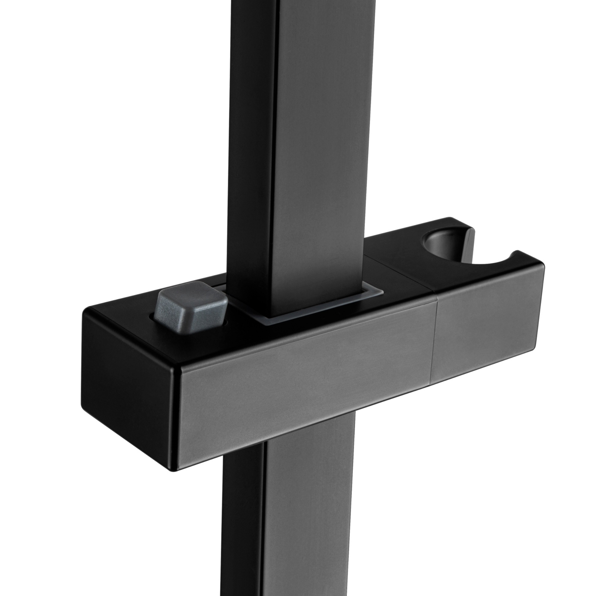 Bathroom Square Twin Shower Rail Body Wall Mounted Adjustable Height Sliding Rail Gooseneck Shower Arm Diverter Chrome/Black