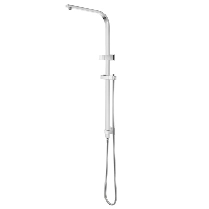 Bathroom Square Twin Rail Shower Body Sliding Rail Gooseneck Wall Arm Diverter 1.5m Shower Hose Chrome/Black