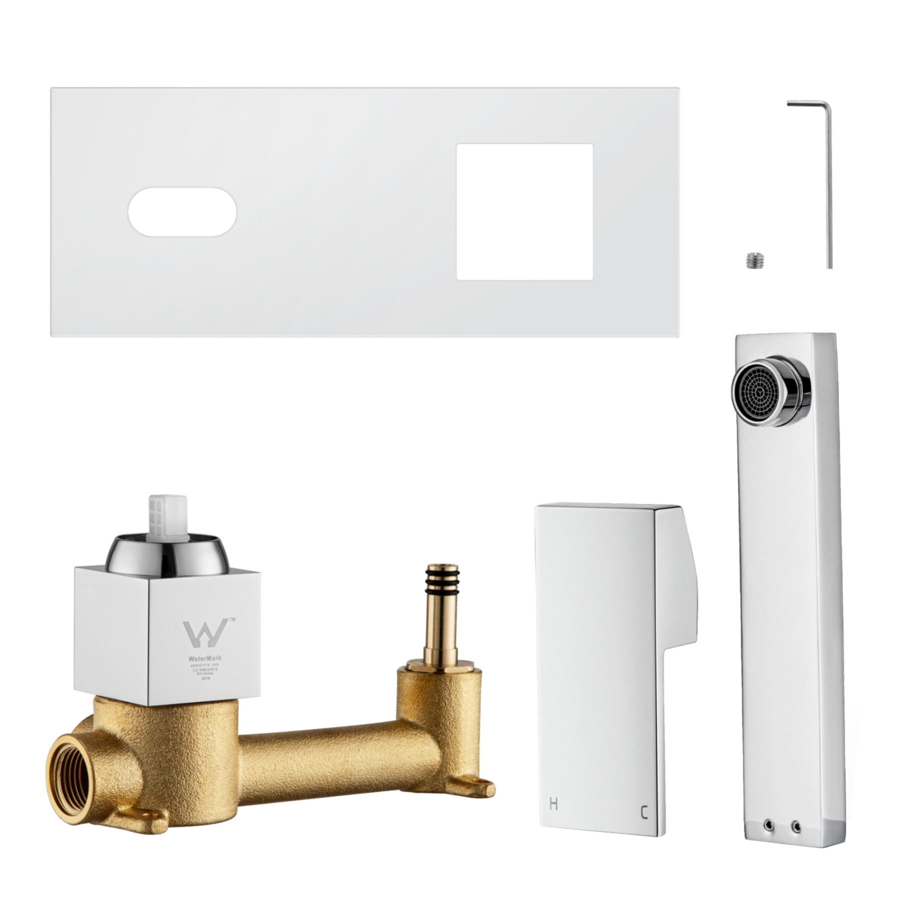 Square Brass Bathroom Basin Sink Vanity Wall Mixer Tap Set Bathtub Shower Outlet Water Spout Faucet Chrome/Matte Black