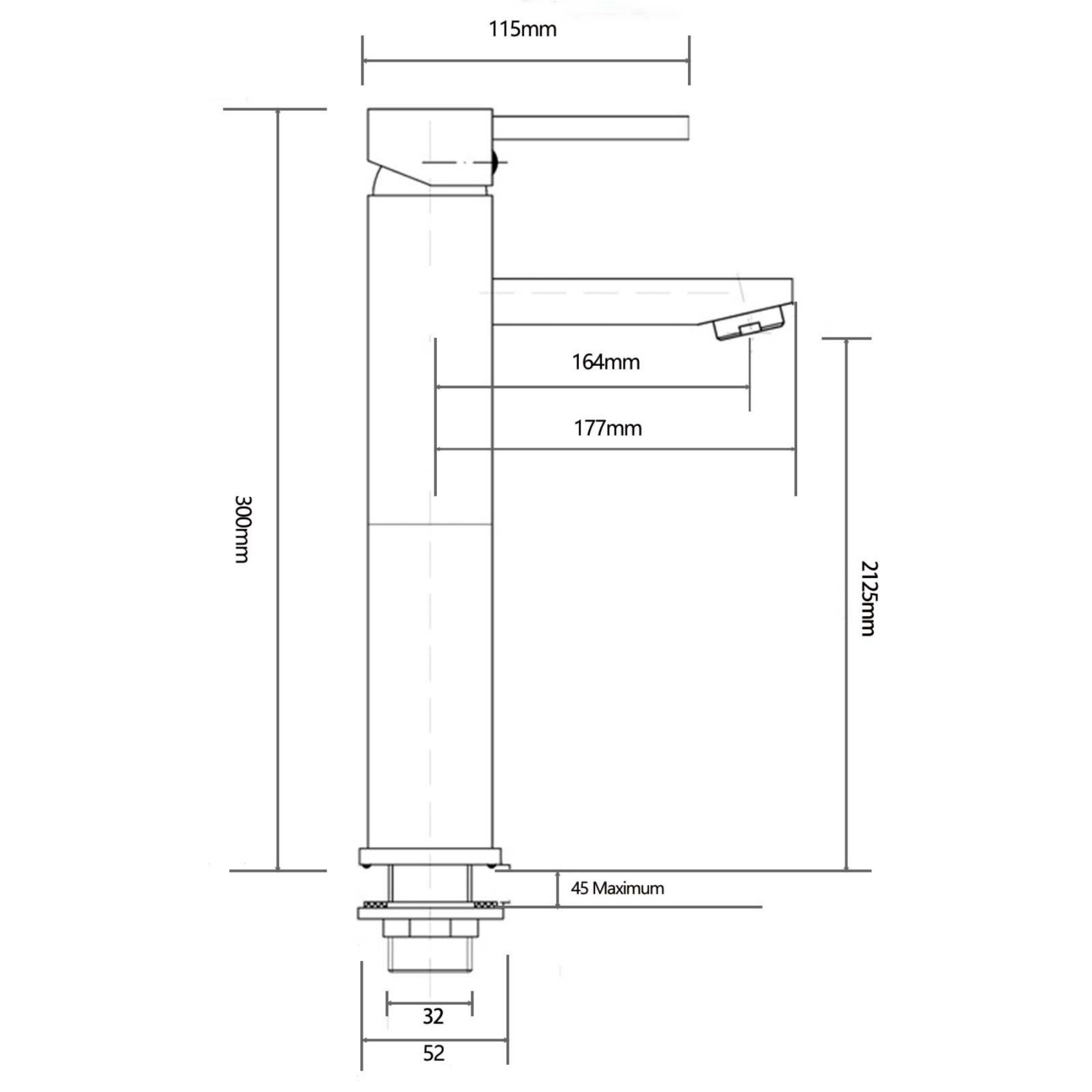 Round Tall Bath Basin Mixer Tap Bathroom Laundry Sink Vanity Counter Top Flick Faucet Chrome/Matte Black