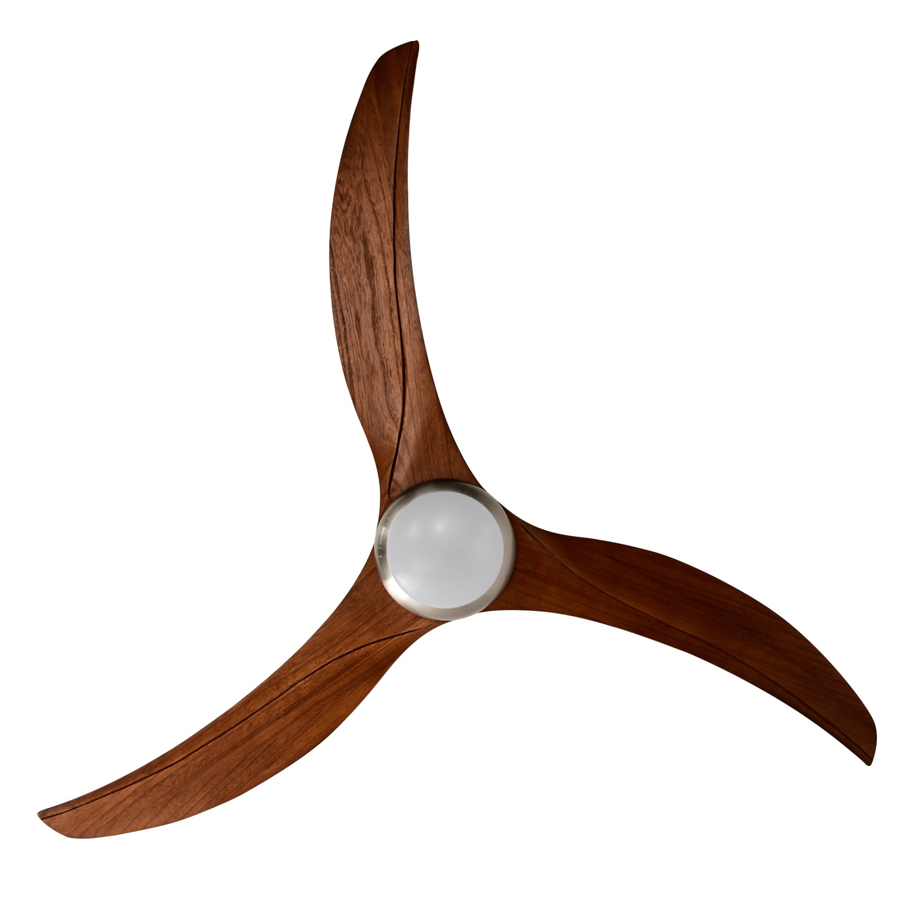 52'' 3 Timber Wooden Blades Ceiling Fan Indoor/Outdoor 6 Speed Reversible 3 LED Light Remote Control Chrome & Mahogany