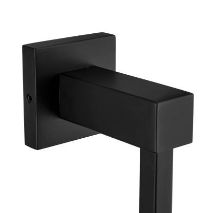 Bathroom Square Stainless Steel Towel Holder Rail Hook Wall Mounted Single Towel Hanger Hand Bar Chrome/Matte Blac;