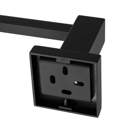 Bathroom Square Stainless Steel Towel Holder Rail Hook Wall Mounted Single Towel Hanger Hand Bar Chrome/Matte Blac;