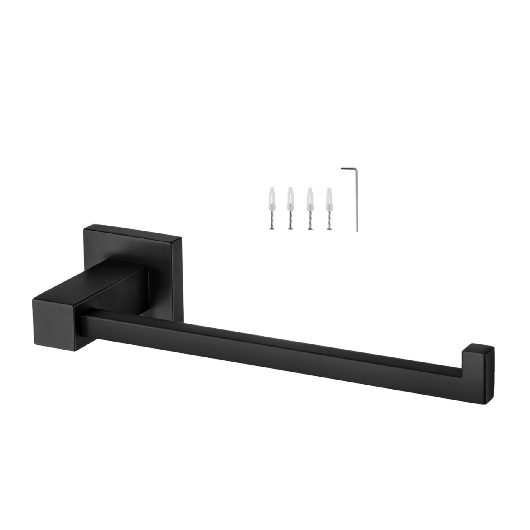 Bathroom Square Stainless Steel Towel Holder Rail Hook Wall Mounted Single Towel Hanger Hand Bar Chrome/Matte Blac;