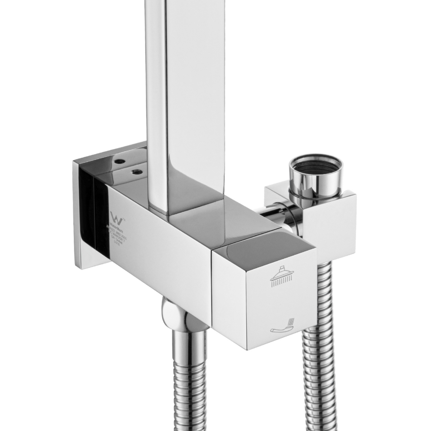 Square Twin Shower Head Rail Body Gooseneck Wall Arm Diverter 1.5m Water Hose Black/Chrome
