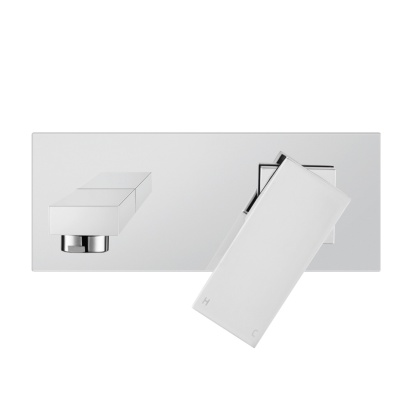 Square Brass Bathroom Basin Sink Vanity Wall Mixer Tap Set Bathtub Shower Outlet Water Spout Faucet Chrome/Matte Black