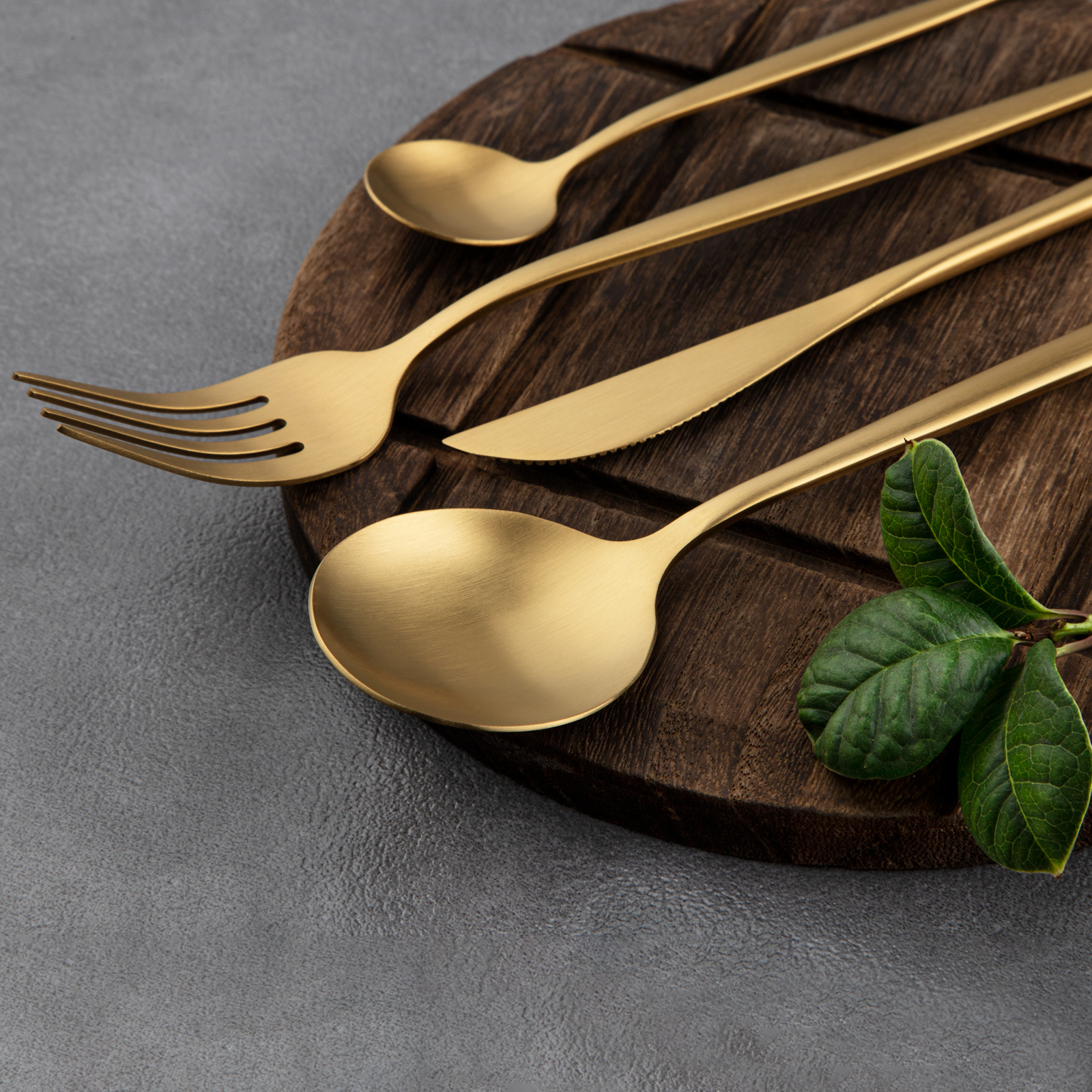 Stainless Steel Knife Fork Spoon Dinnerware Kitchen Cutlery Set 24Pcs -Gold