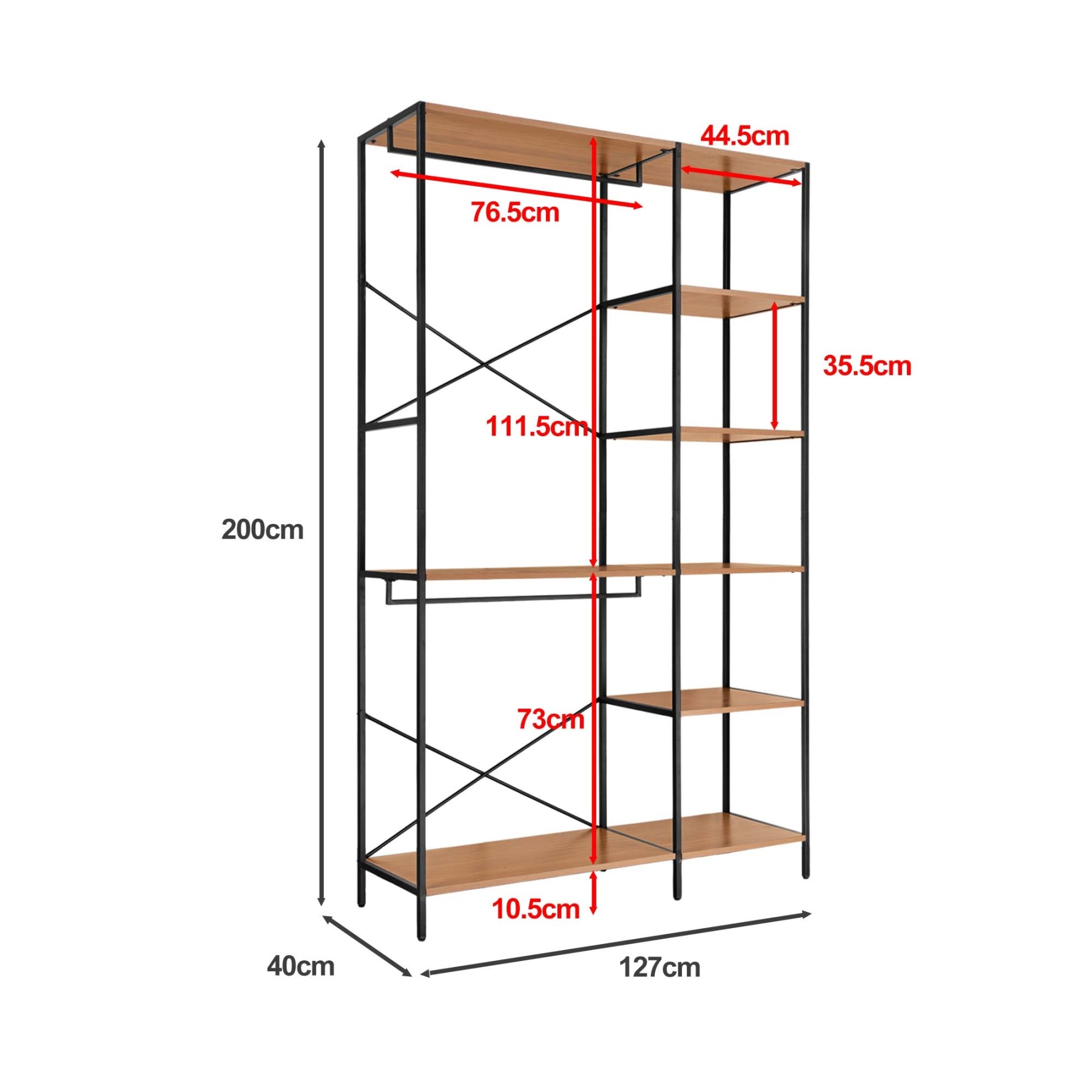 7 Shelf Open Wardrobe Clothes Storage Organizer Stand Closet Coat Garment Hanger Rail Rack Bag Shoes Holder