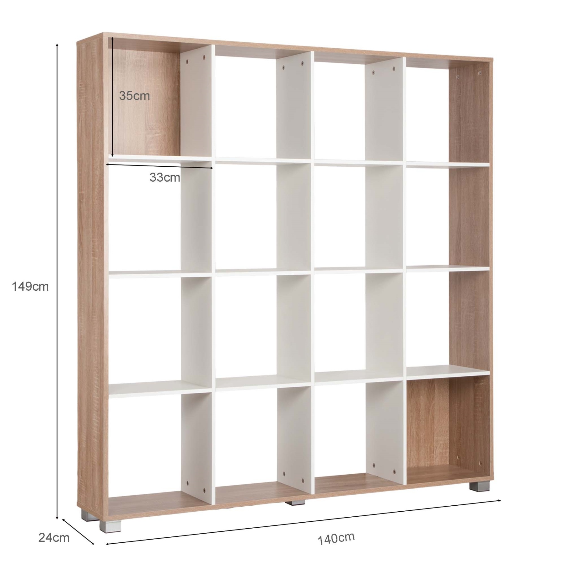 4 Tier 16 Cube Open Shelf Unit Book Storage Organizer Toy Display Cabinet Wooden Bookshelf Bookcase