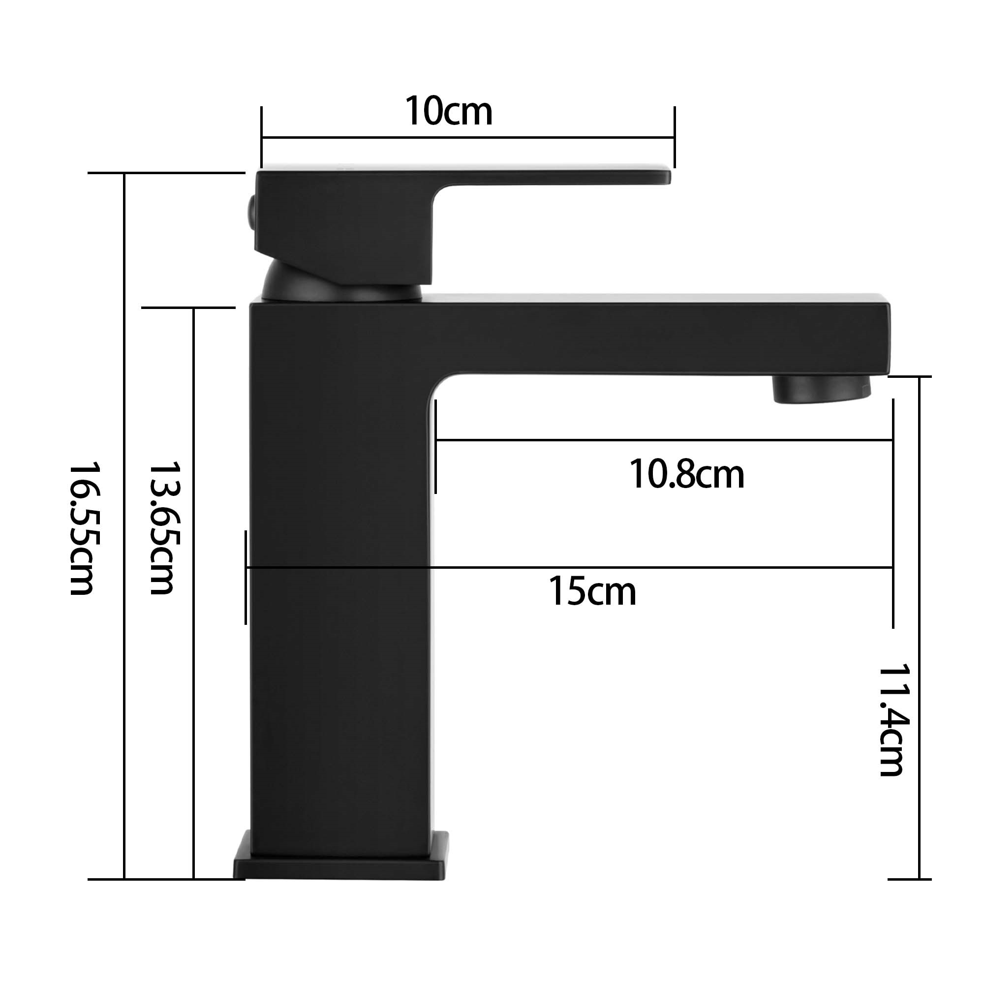 Bathroom Basin Sink Square Stainless Steel Mixer Tap Laundry Vanity Flick Spout Faucet Black