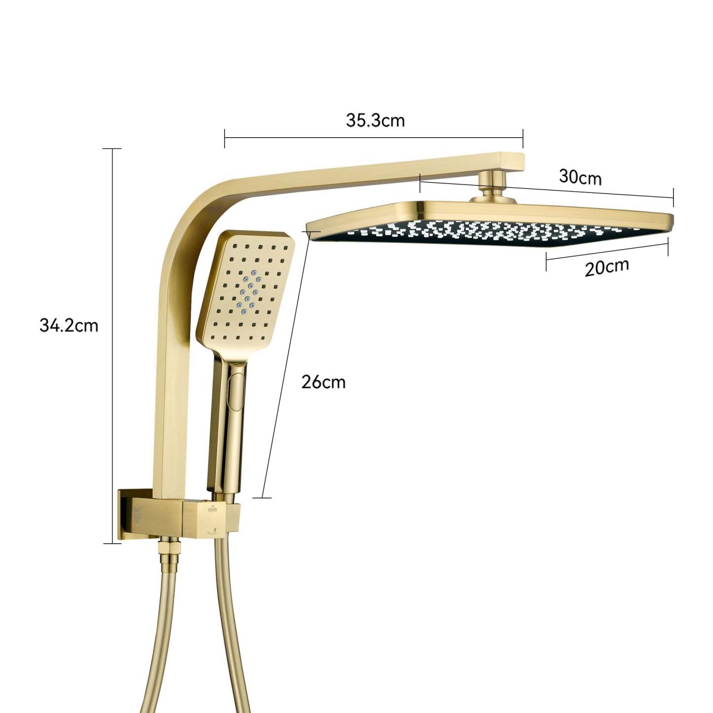 Rectangle 12“ Rainfall Shower Head Set Chrome Twin Shower 3 Function Hand-held Shower Head Shower Arm