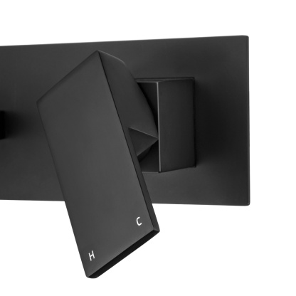 Square Brass Bathroom Basin Sink Vanity Wall Mixer Tap Set Bathtub Shower Outlet Water Spout Faucet Chrome/Matte Black