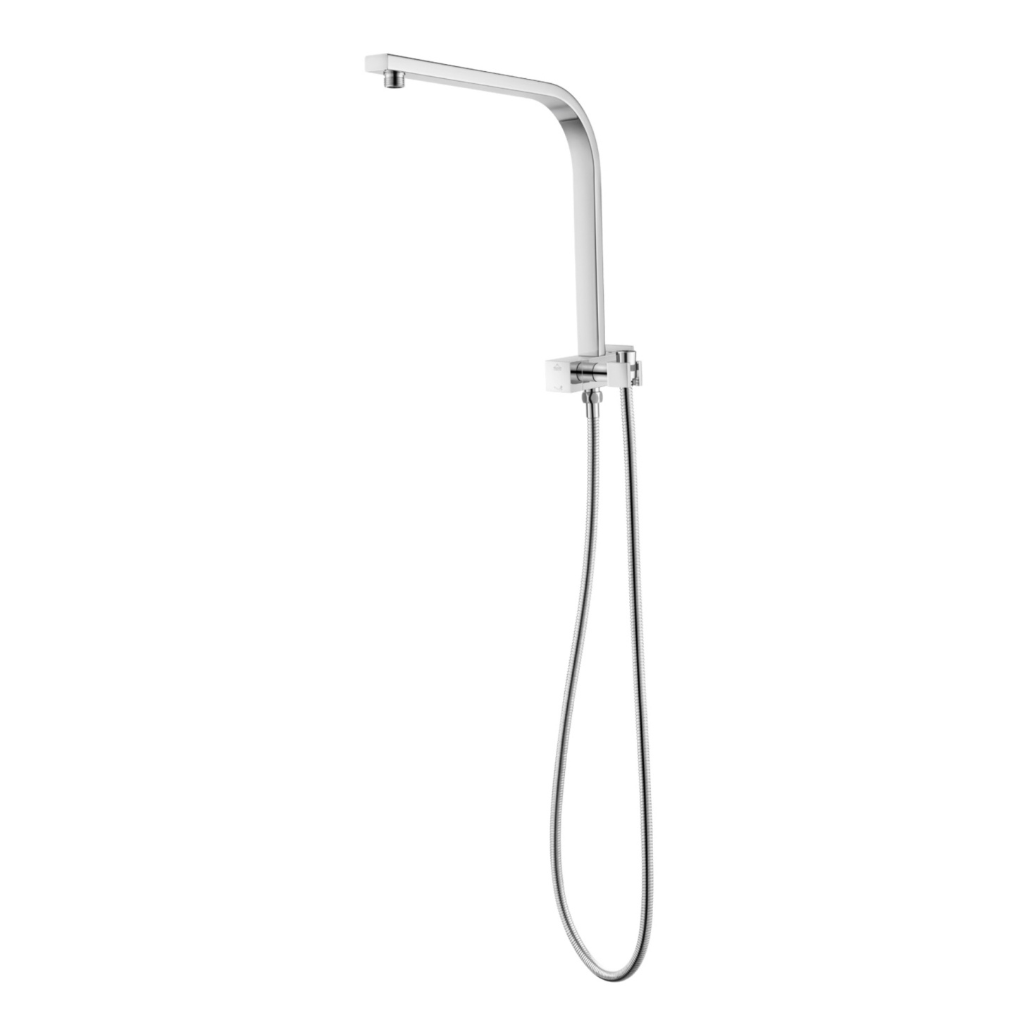 Square Twin Shower Head Rail Body Gooseneck Wall Arm Diverter 1.5m Water Hose Black/Chrome