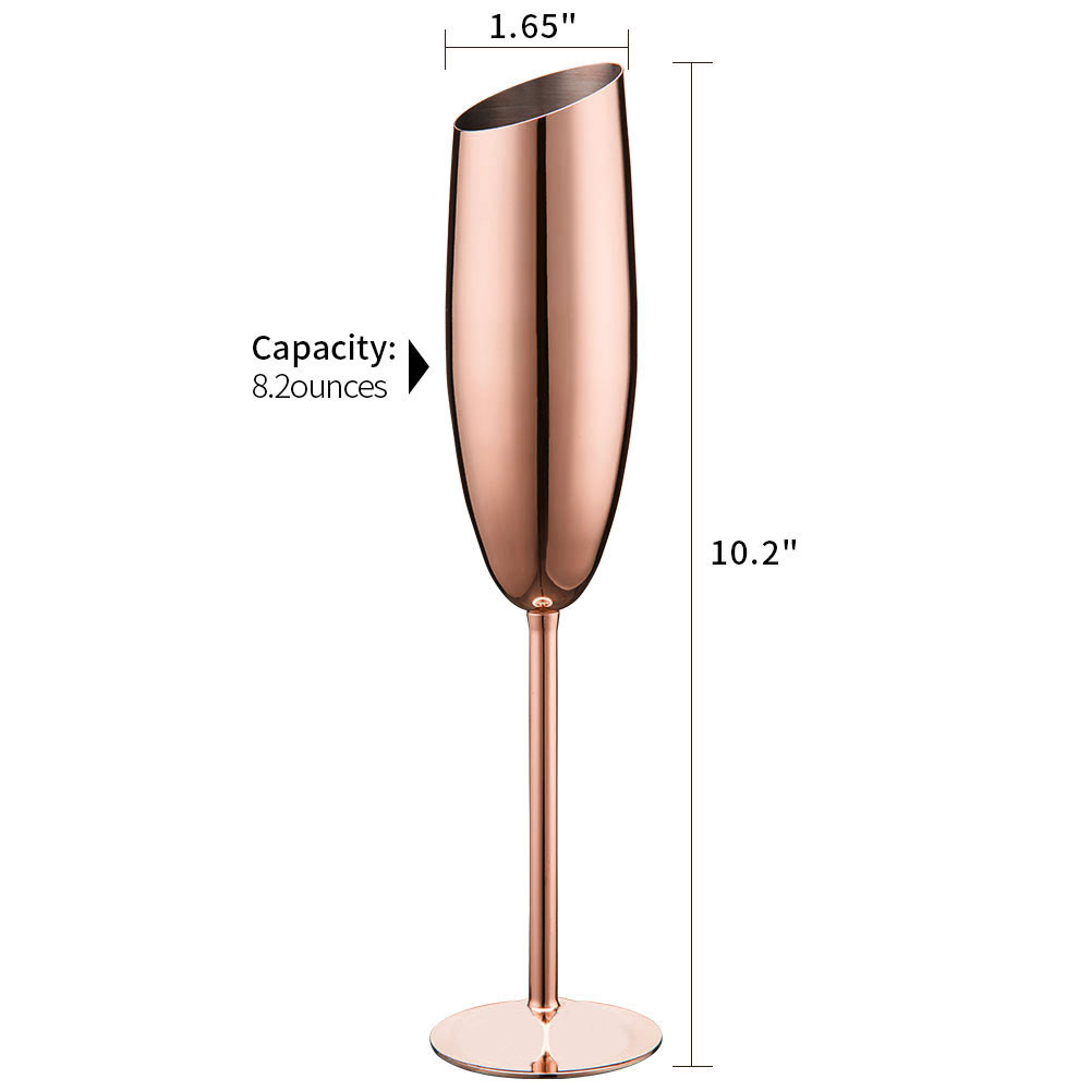 Stainless Steel CHAMPAGNE GLASSES Metal Wine Cups Drinkware Rose Gold Flute