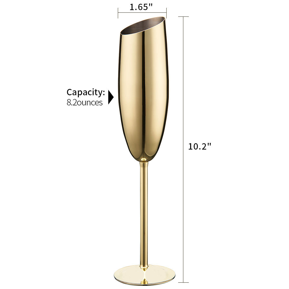 [Copy]Stainless Steel CHAMPAGNE GLASSES Metal Wine Cups Drinkware Yellow Gold Flute