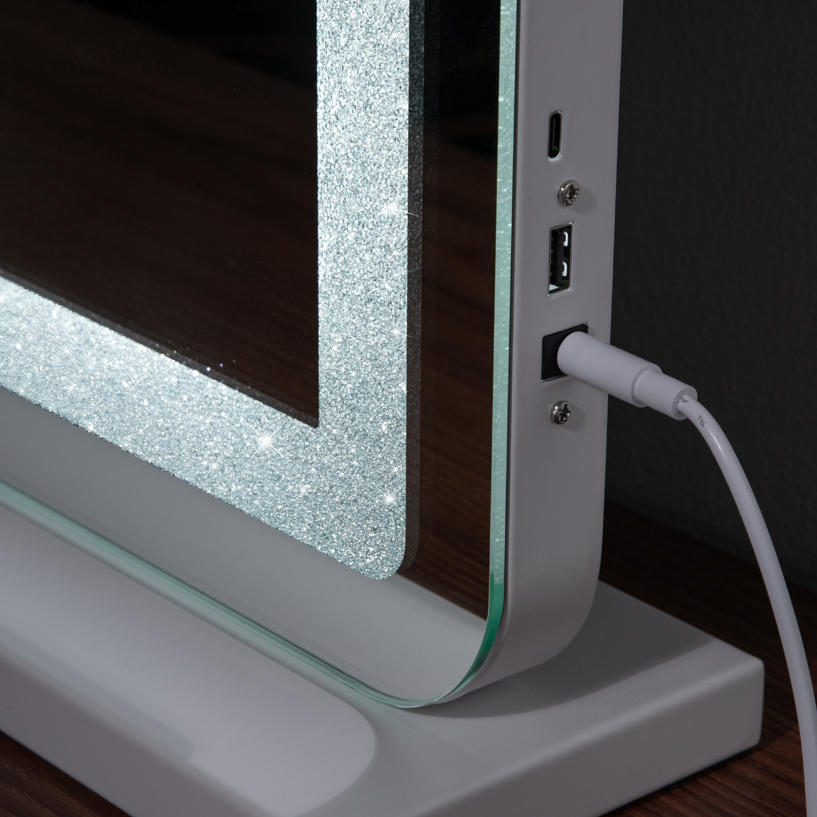580x460mm Bluetooth Vanity Tabletop Makeup Mirror Rectangle LED Crystal Light 