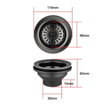 Stainless Steel Kitchen Laundry Sink Strainer Waste Replacement Drain Filtet Drainer Brushed Nickel/Black/Gold