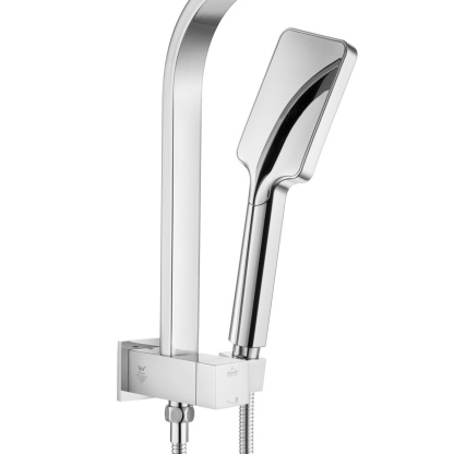 Bathroom 8“ Rectangle Rain Twin Shower Set Super Thin Overhead Shower Head 3 Function Hand-held Shower Rose Gooseneck Shower Arm Chrome/Black