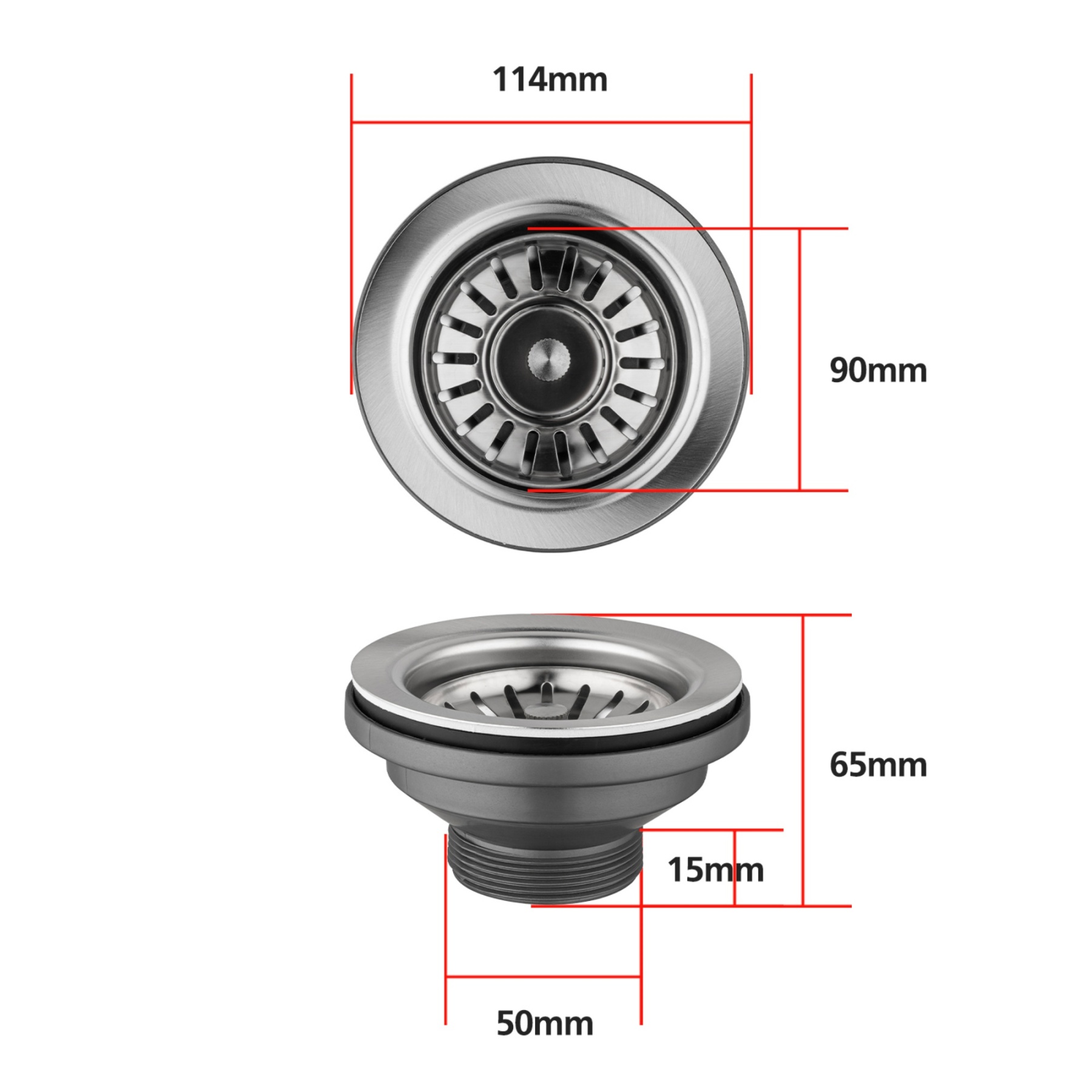 Stainless Steel Kitchen Laundry Sink Strainer Waste Replacement Drain Filtet Drainer Brushed Nickel/Black/Gold