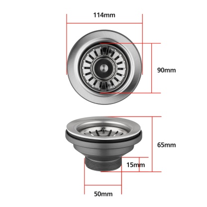 Stainless Steel Kitchen Laundry Sink Strainer Waste Replacement Drain Filtet Drainer Brushed Nickel/Black/Gold