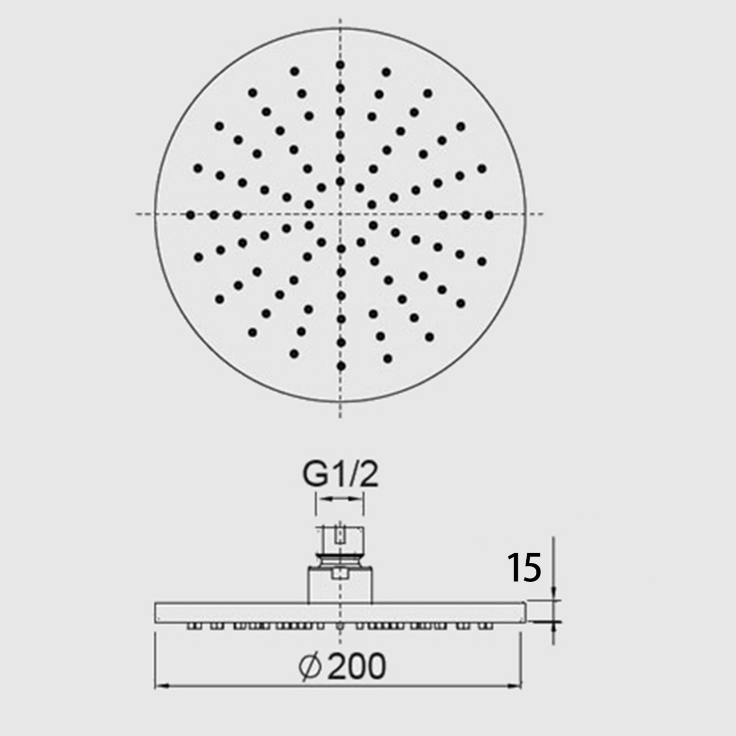 200mm ABS 360° Swivel Round Chrome Rain Shower Head