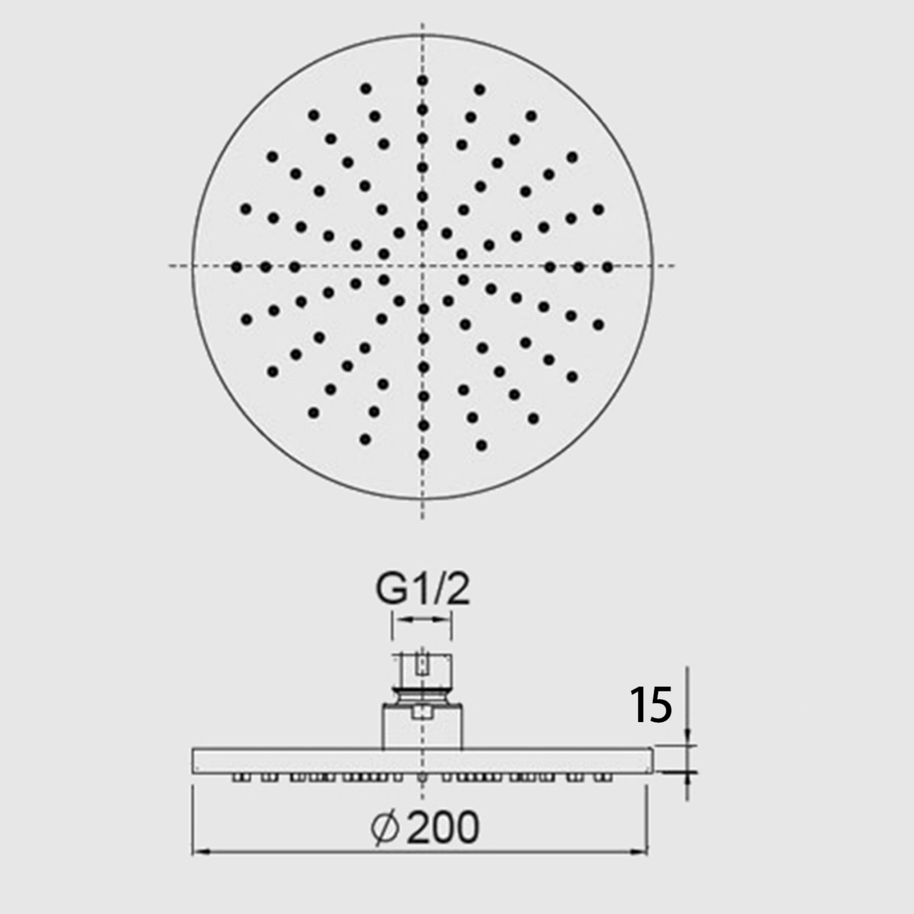 200mm ABS 360° Swivel Round Chrome Rain Shower Head