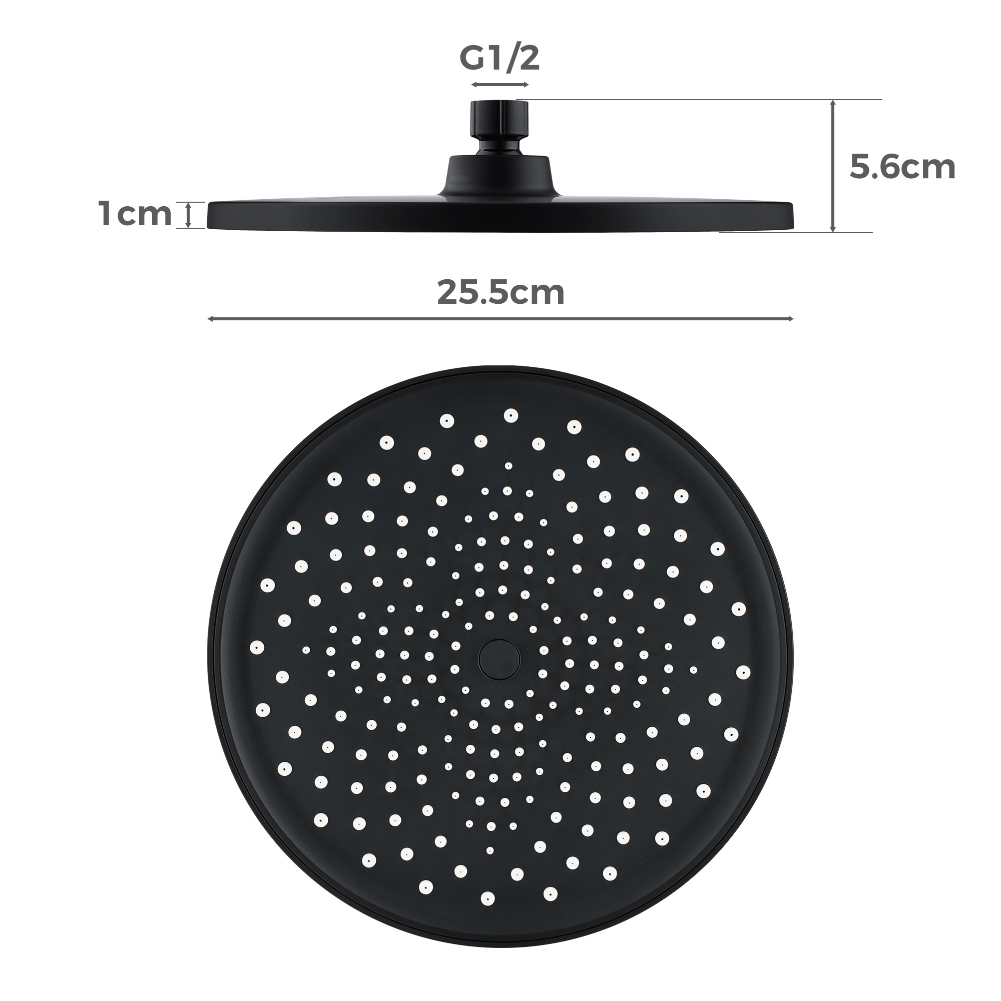 10'' Chrome Round Shower Head 360° Swivel Bath Rainfall Shower Head Rose
