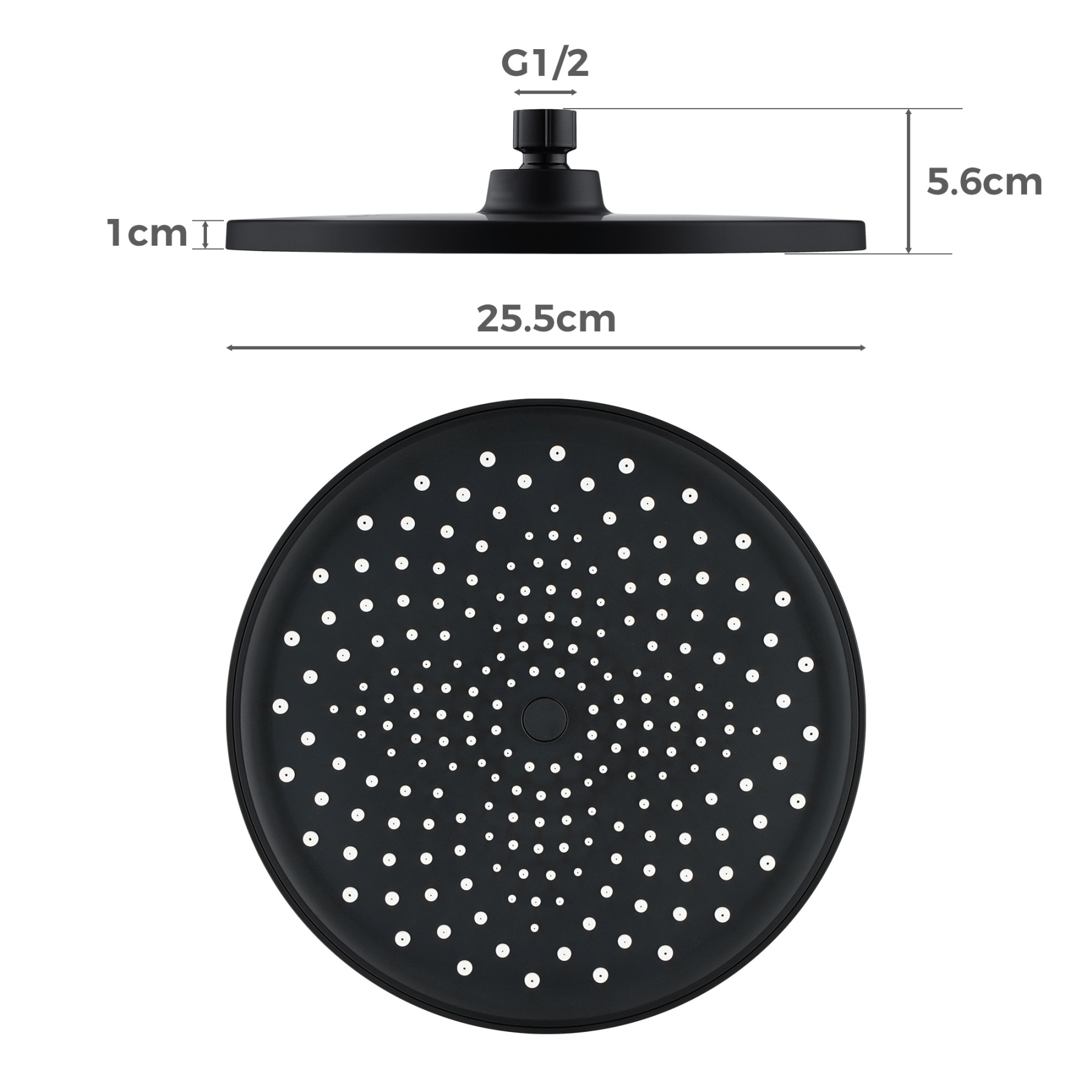 10'' Chrome Round Shower Head 360° Swivel Bath Rainfall Shower Head Rose