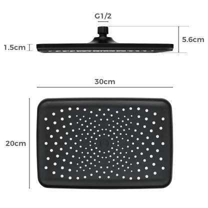 12'' 300mm Rectangular Rainfall Shower Head Bathroom Plastic Shower Head Rose