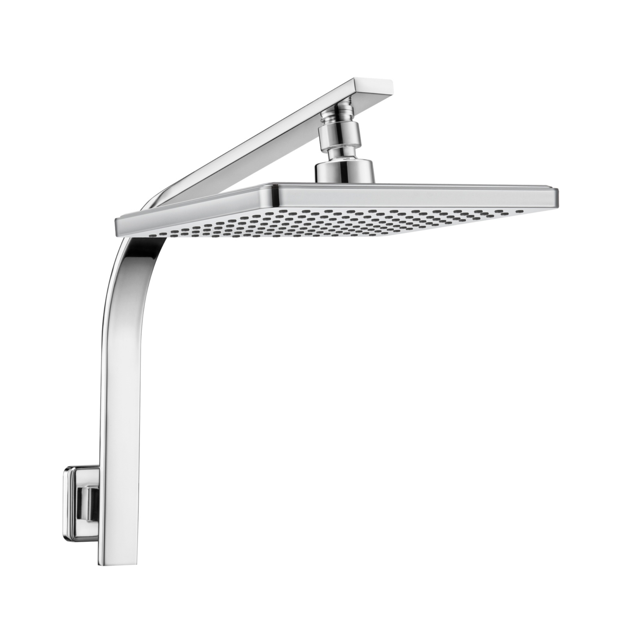 204mm Square  Bath Swivel Rain Shower Head Set Bathroom High Pressure Wall Shower Head Gooseneck Shower Arm Chrome/Black
