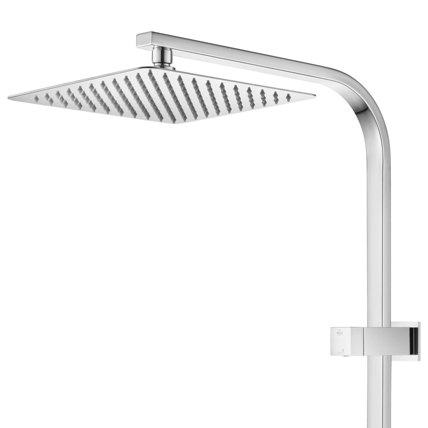 Bathroom 10“ Square Rainfall Twin Shower Set Super Thin Overhead Shower Head 3 Function Hand-held Shower Rose Gooseneck Shower Arm Diverter Chrome/Black