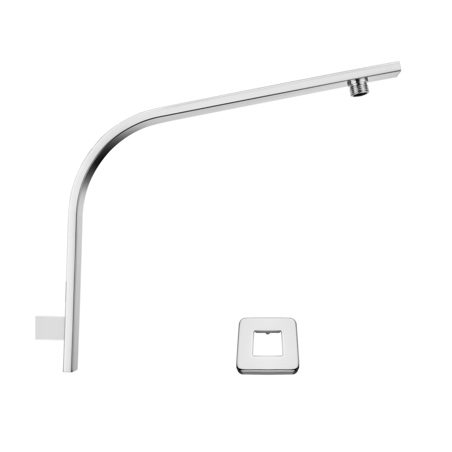 Square Wall Mounted Gooseneck Shower Arm Bathroom Extension Rainfall Shower Arm Chrome/Black