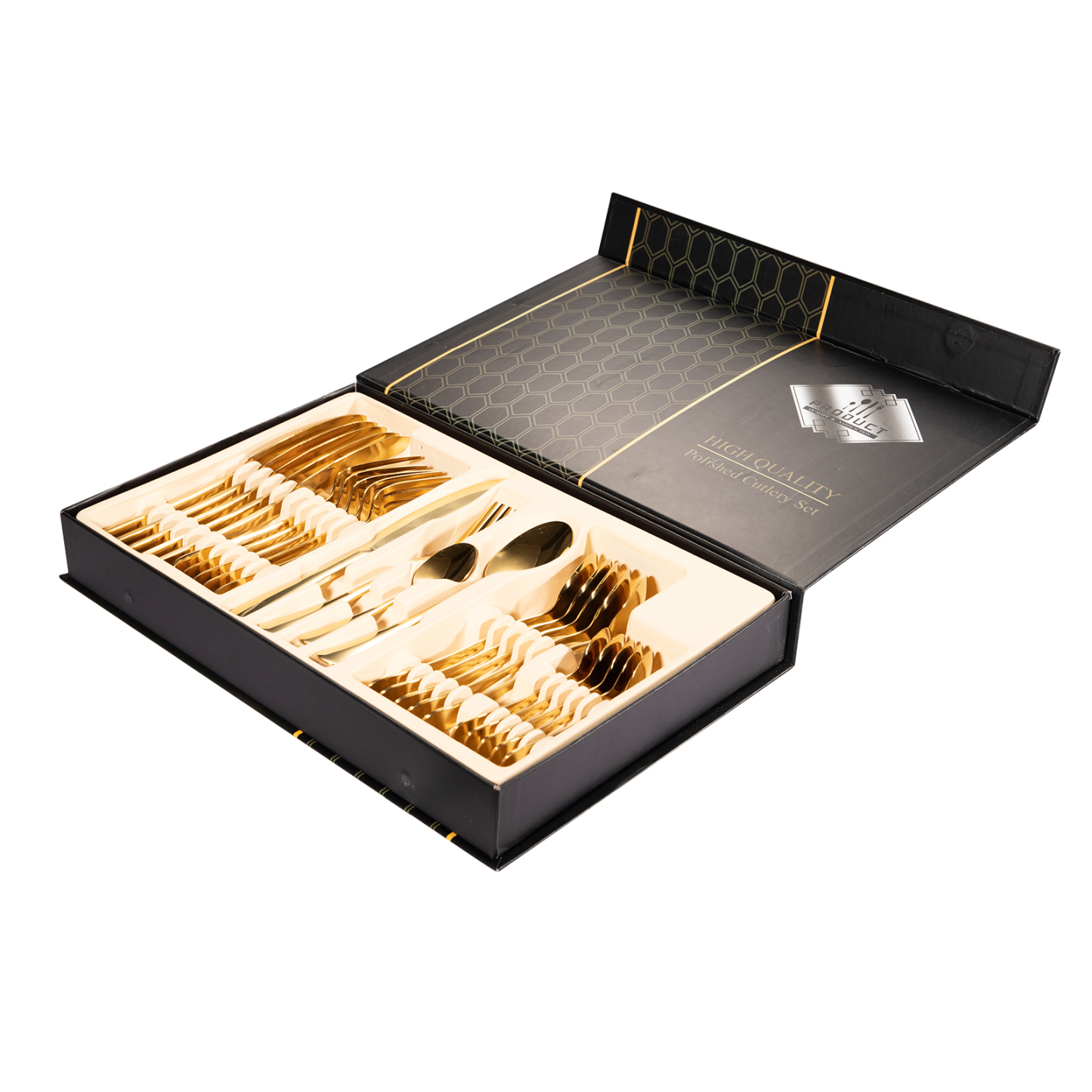 24PCs Stainless Steel Cutlery Set Gold Dinner Tableware Set Knife Fork Spoon
