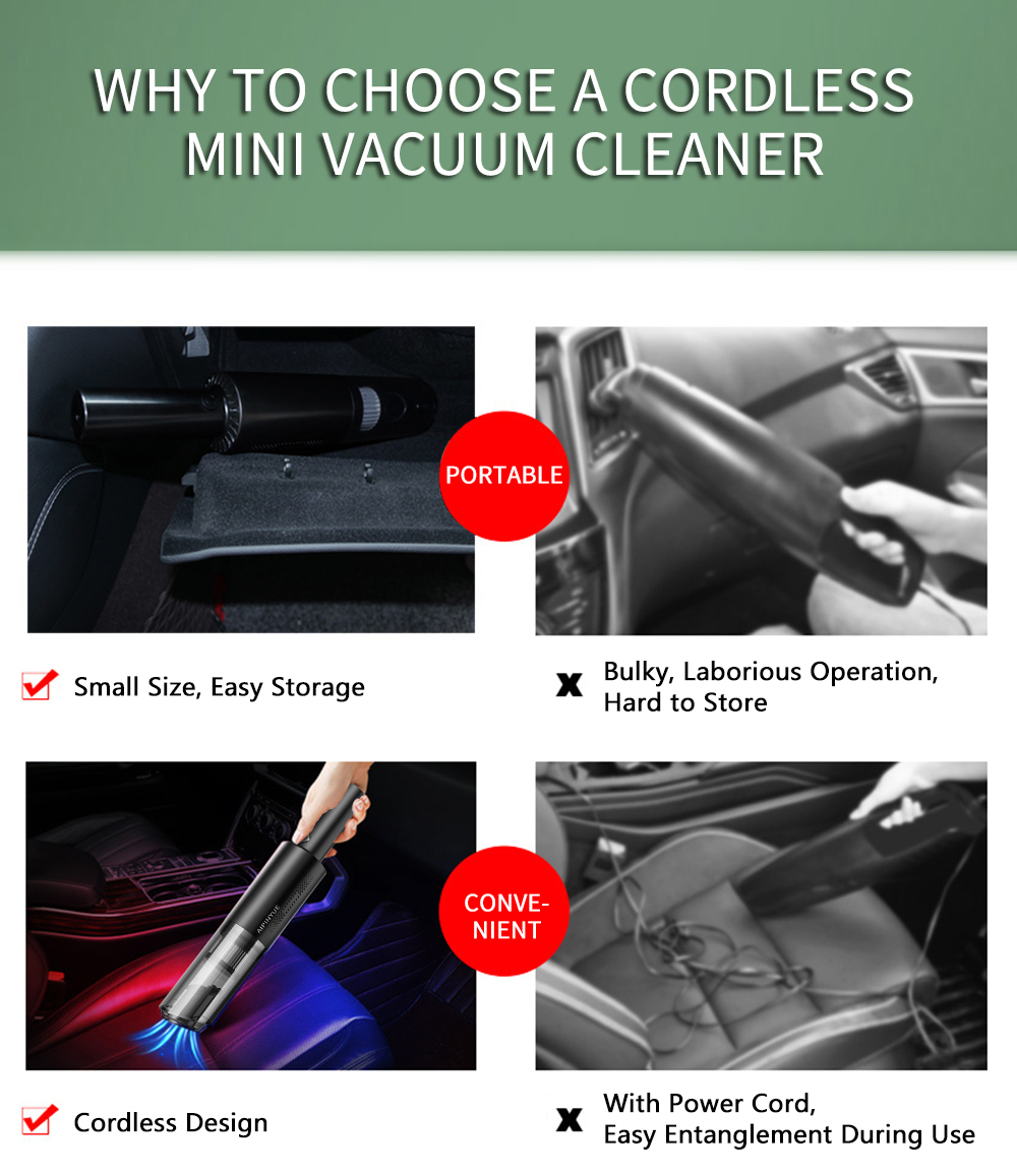 Handheld Vehicle Mini Cordless Car Vacuum Cleaner Filter for Home Dust Pet Hair