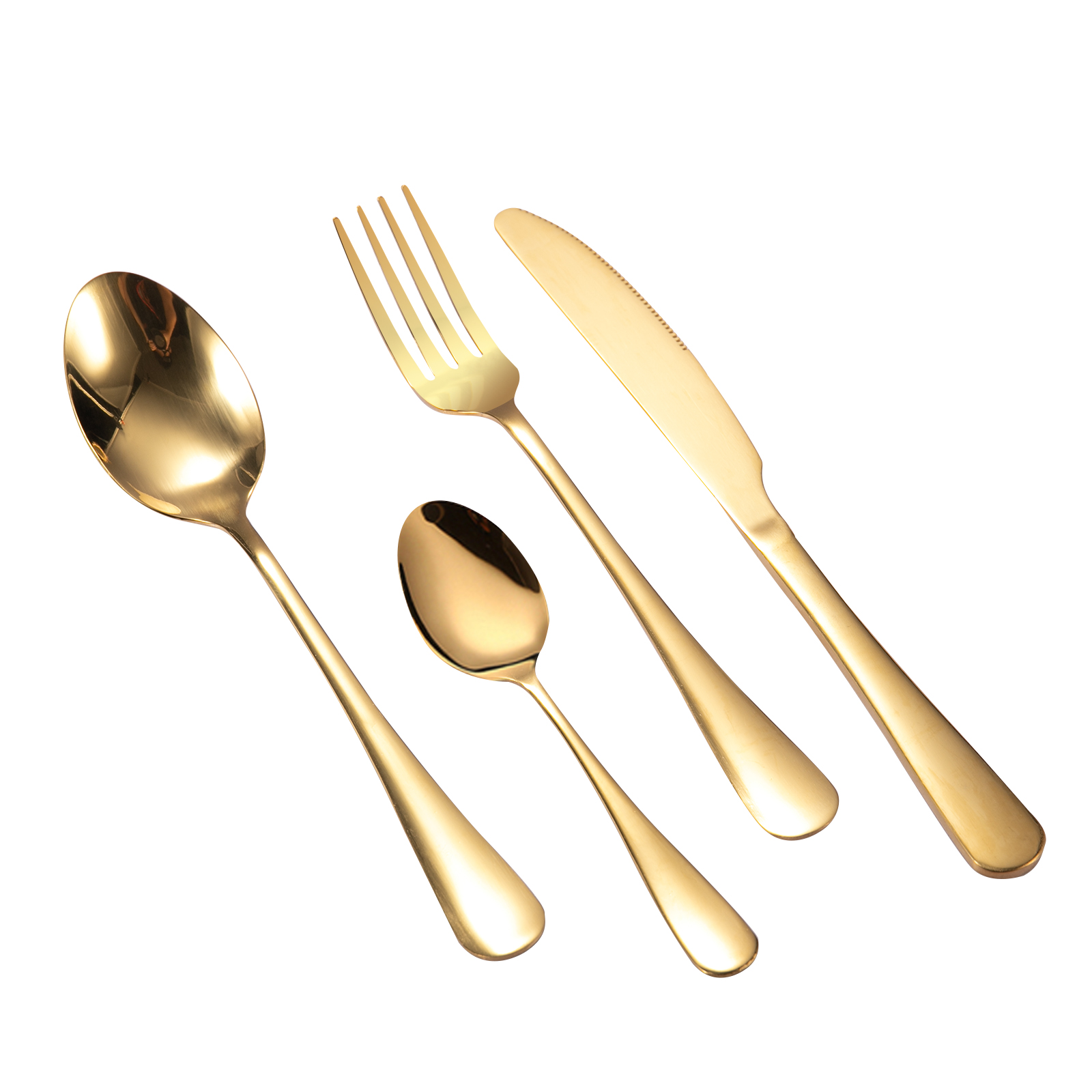 24PCs Stainless Steel Cutlery Set Gold Dinner Tableware Set Knife Fork Spoon