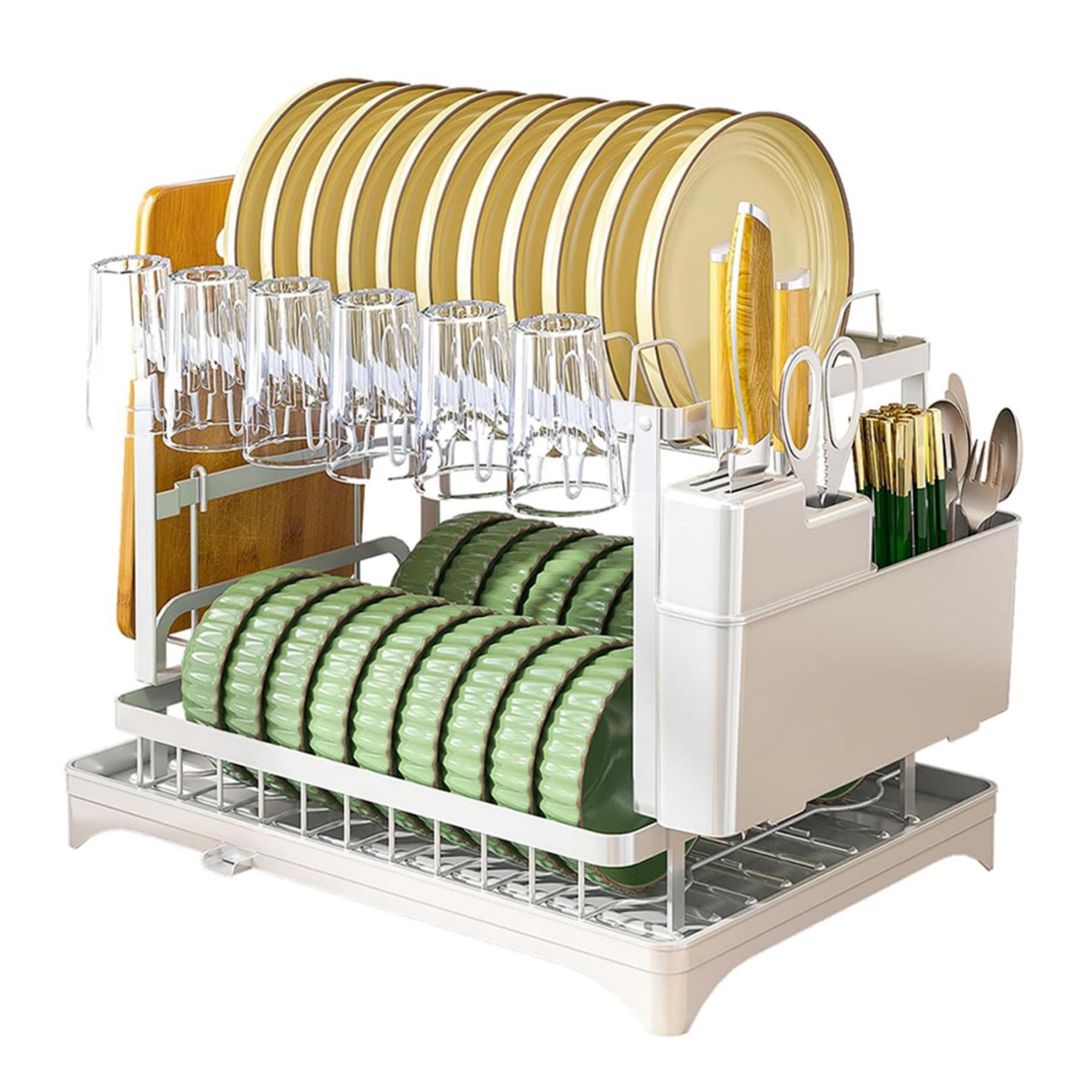 Kitchen Sink Drain Storage Rack Dish Bowl Cup Cutlery Drying Holder Black / White