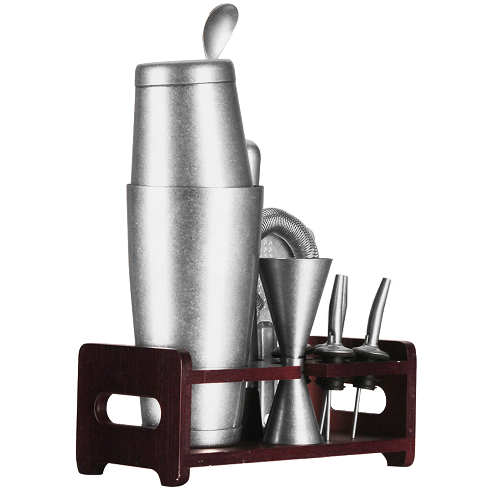 10pc 304 Stainless Steel Vintage Boston Cocktail Shaker Maker Set Jigger Mixer Bar Silver Kit