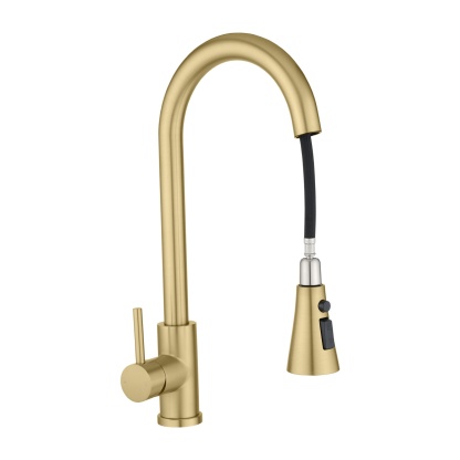 Stainless Steel 3 Function Pull Out Kitchen Sink Mixer Tap Laundry Basin 360° Swivel Spout Faucet Chrome/Black/Brushed Yellow Gold