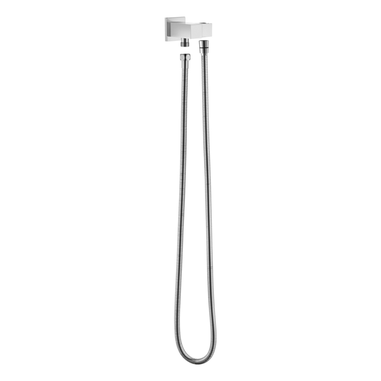 Bathroom Wall Mounted Square Swivel Handheld Shower Head Holder Bracket 1.5m Shower Hose Inlet Connector Chrome/Black