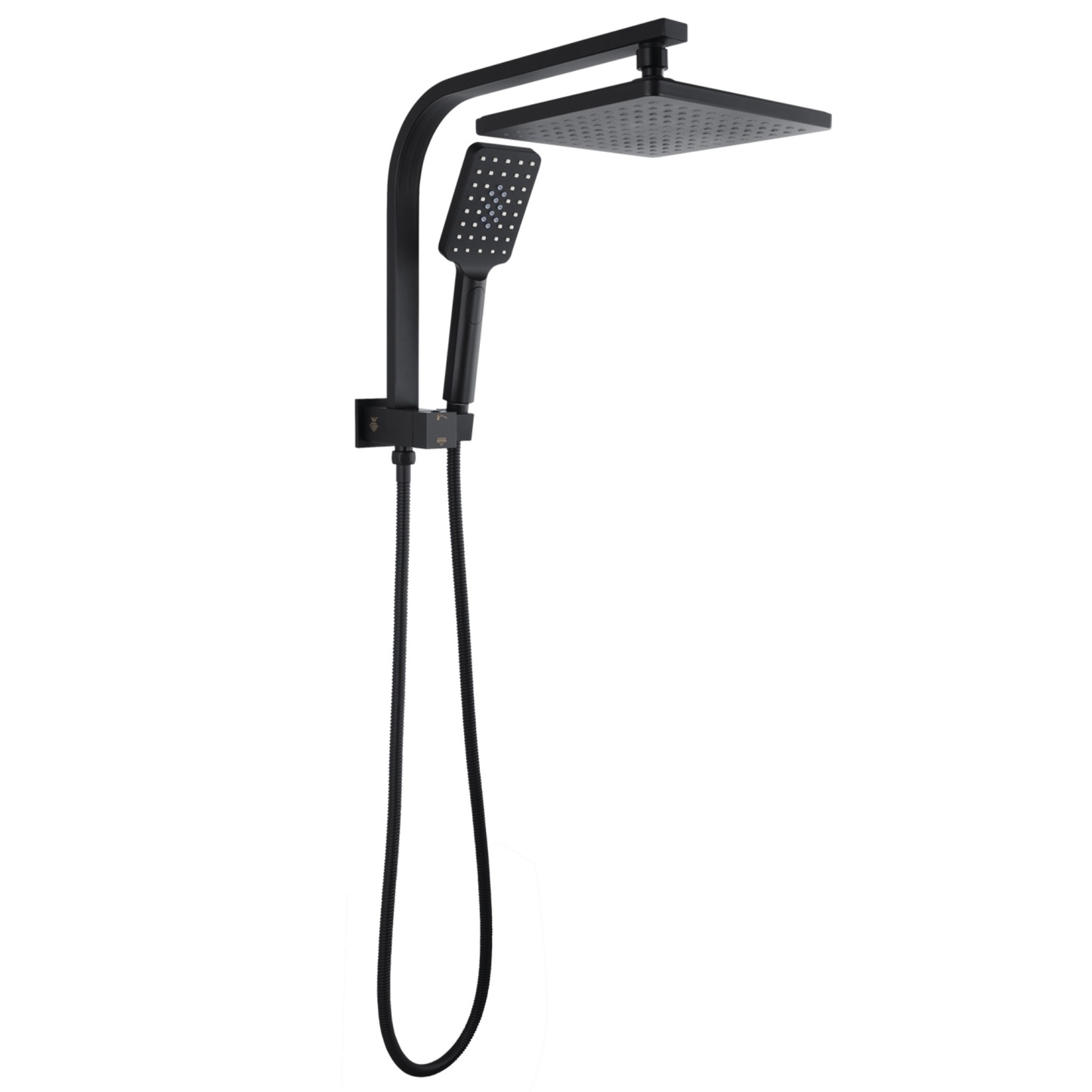 200mm 8'' Square Rainfall Shower Head Set Bathroom Twin Shower Handheld Diverter 3 Function Handheld Shower Head Gooseneck Shower Arm Chrome/Black/Gunmetal Grey