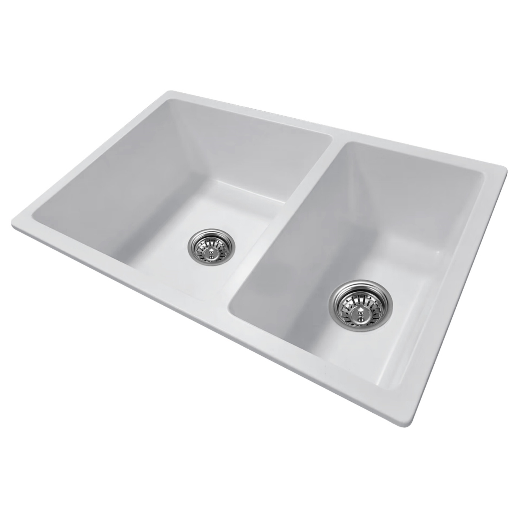 Granite Quartz Stone Double Bowl Kitchen Sink Top/Under Mount Laundry Basin Sink White/Black
