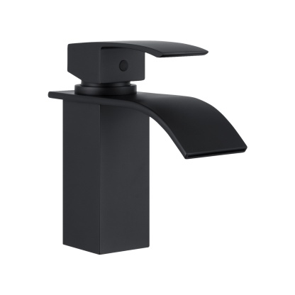 Square Brass Bathroom Basin Mixer Tap Laundry Sink Waterfall Spout Vanity Faucet Chrome/Black