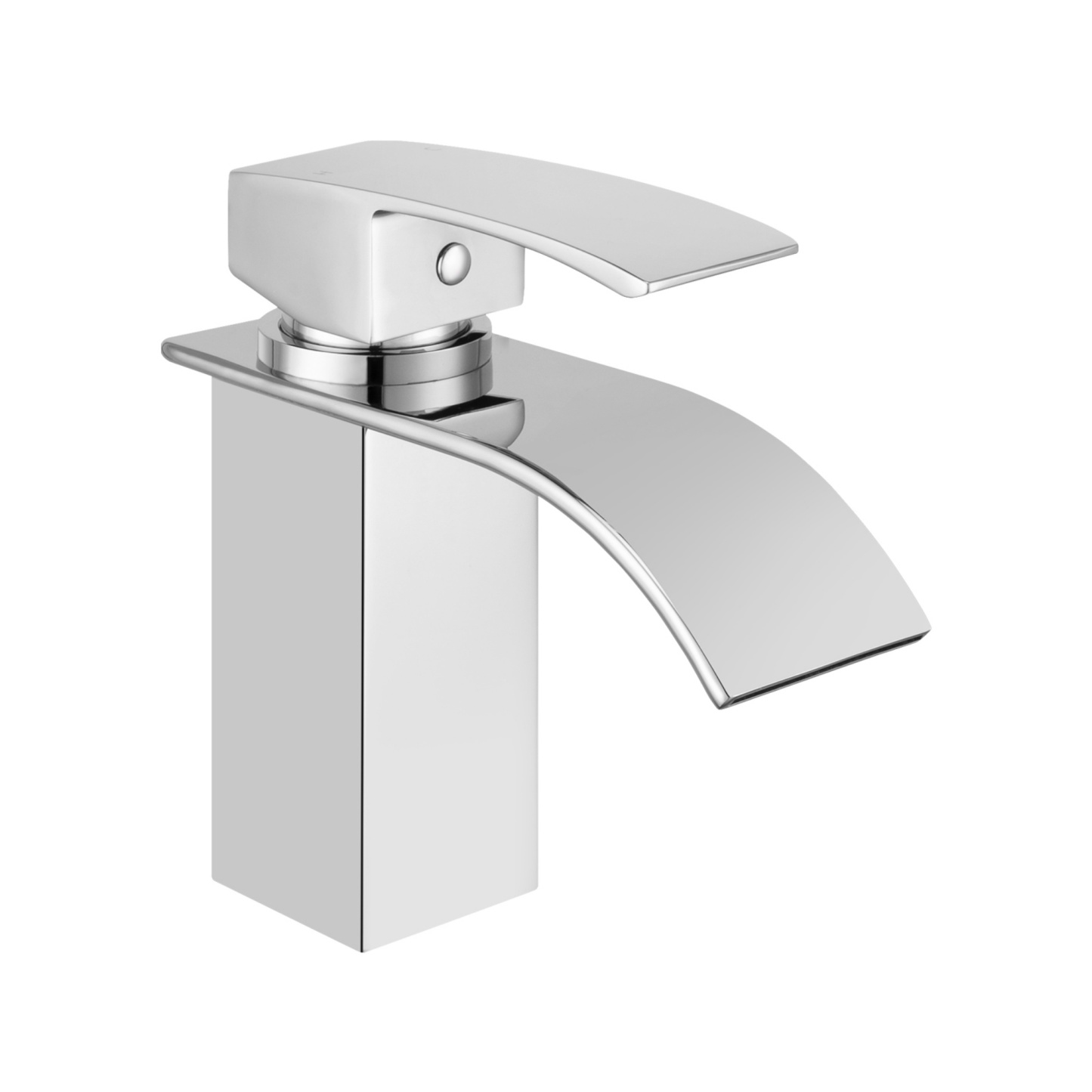 Square Brass Bathroom Basin Mixer Tap Laundry Sink Waterfall Spout Vanity Faucet Chrome/Black