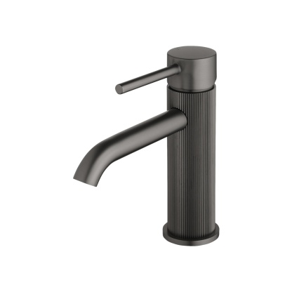 Bathroom Round Brass Basin Mixer Tap Laundry Sink Vanity Pin Lever Knurled Faucet Chrome/Brushed Yellow Gold/Gunmetal Grey