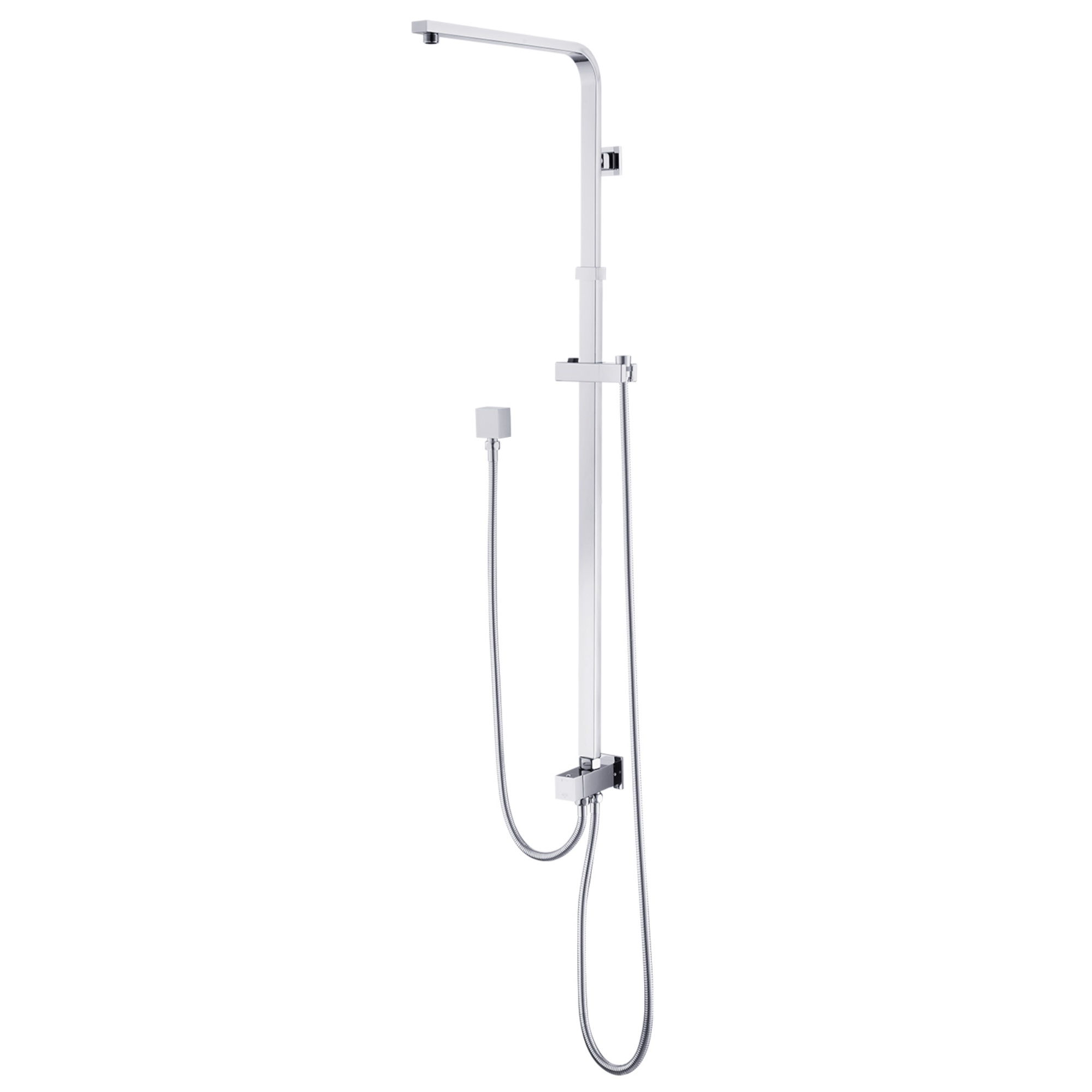 Bathroom Square Twin Shower Rail Body Wall Mounted Adjustable Height Sliding Rail Gooseneck Shower Arm Diverter Chrome/Black