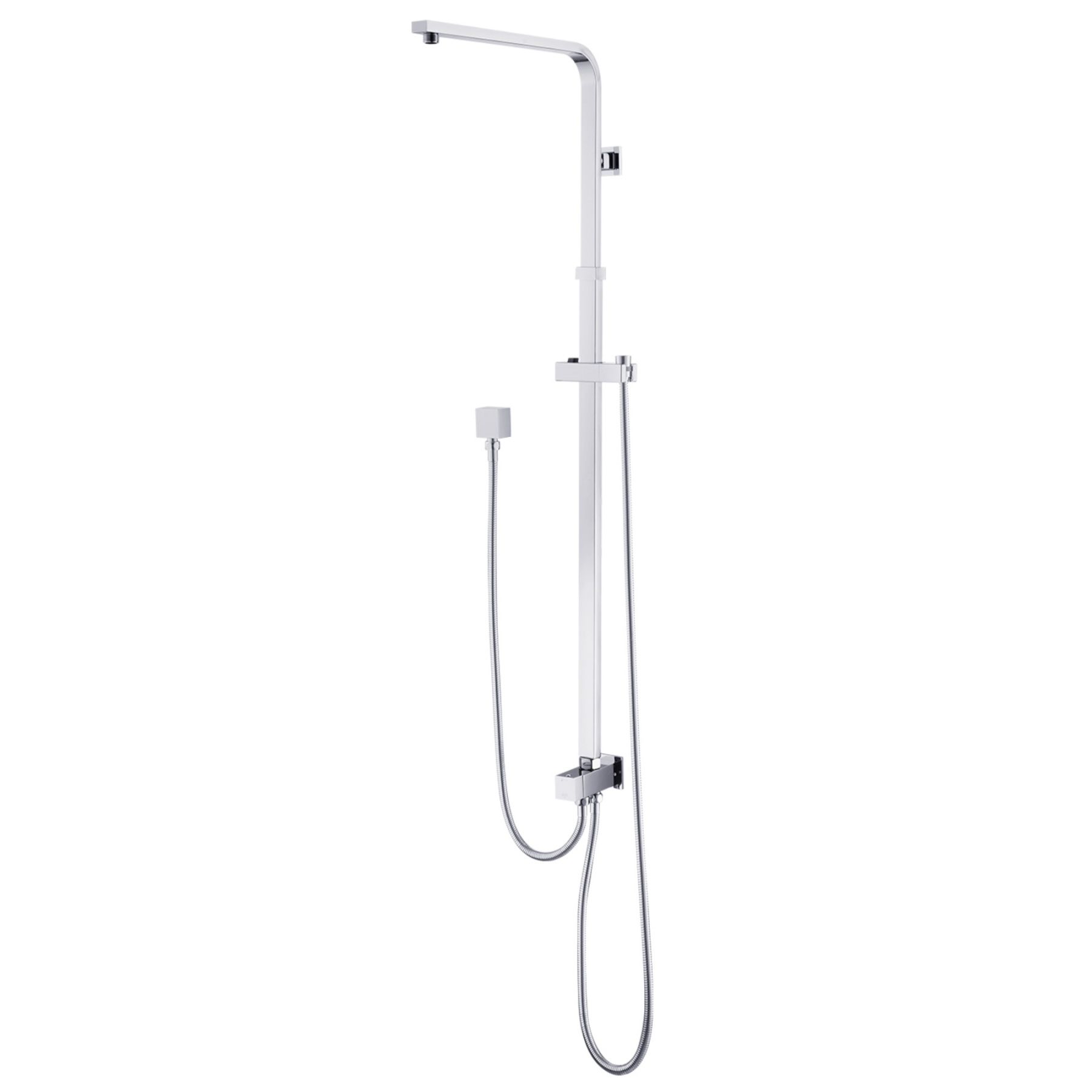 Bathroom Square Twin Shower Rail Body Wall Mounted Adjustable Height Sliding Rail Gooseneck Shower Arm Diverter Chrome/Black