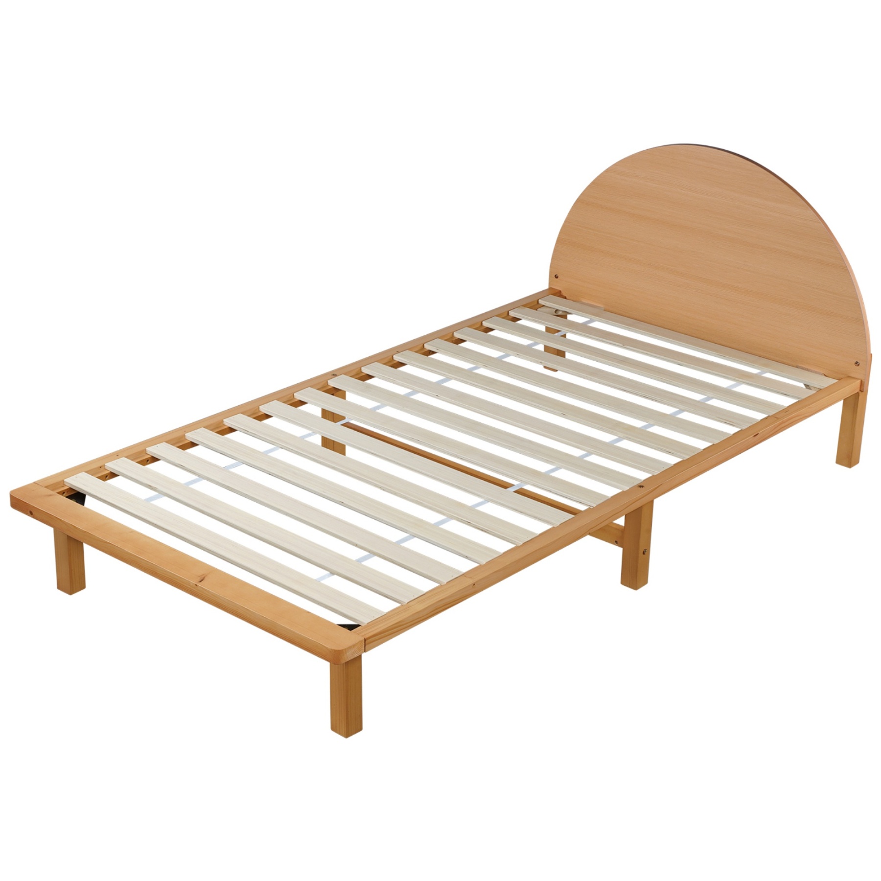 Bedroom Pine Wood Bed Frame Wooden Base Platform Round Bedhead Oak King Single/Single