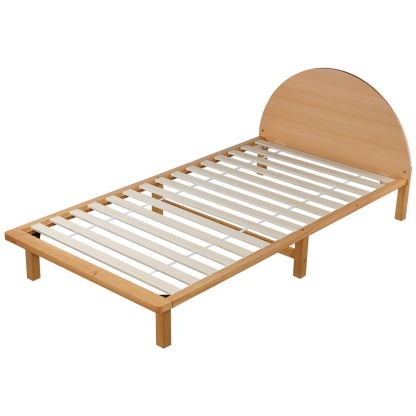 Bedroom Pine Wood Bed Frame Wooden Base Platform Round Bedhead Oak King Single/Single