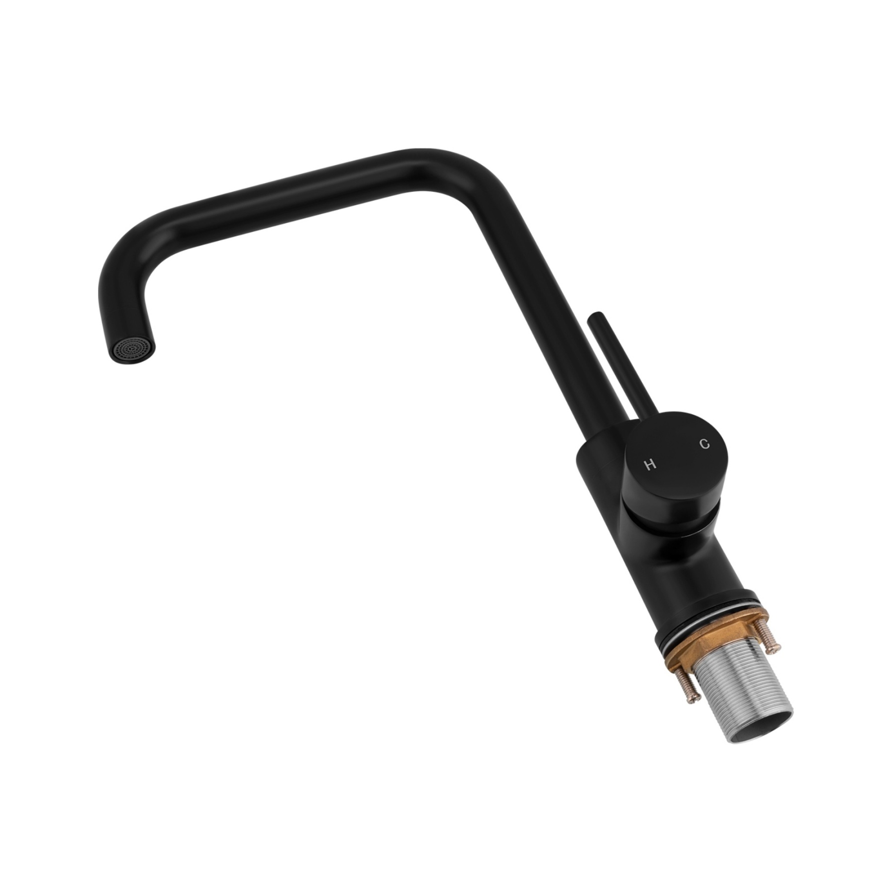 Round Brass Gooseneck Kitchen Sink Mixer Tap Laundry Basin Vanity Swivel Spout Faucet Chrome/Black